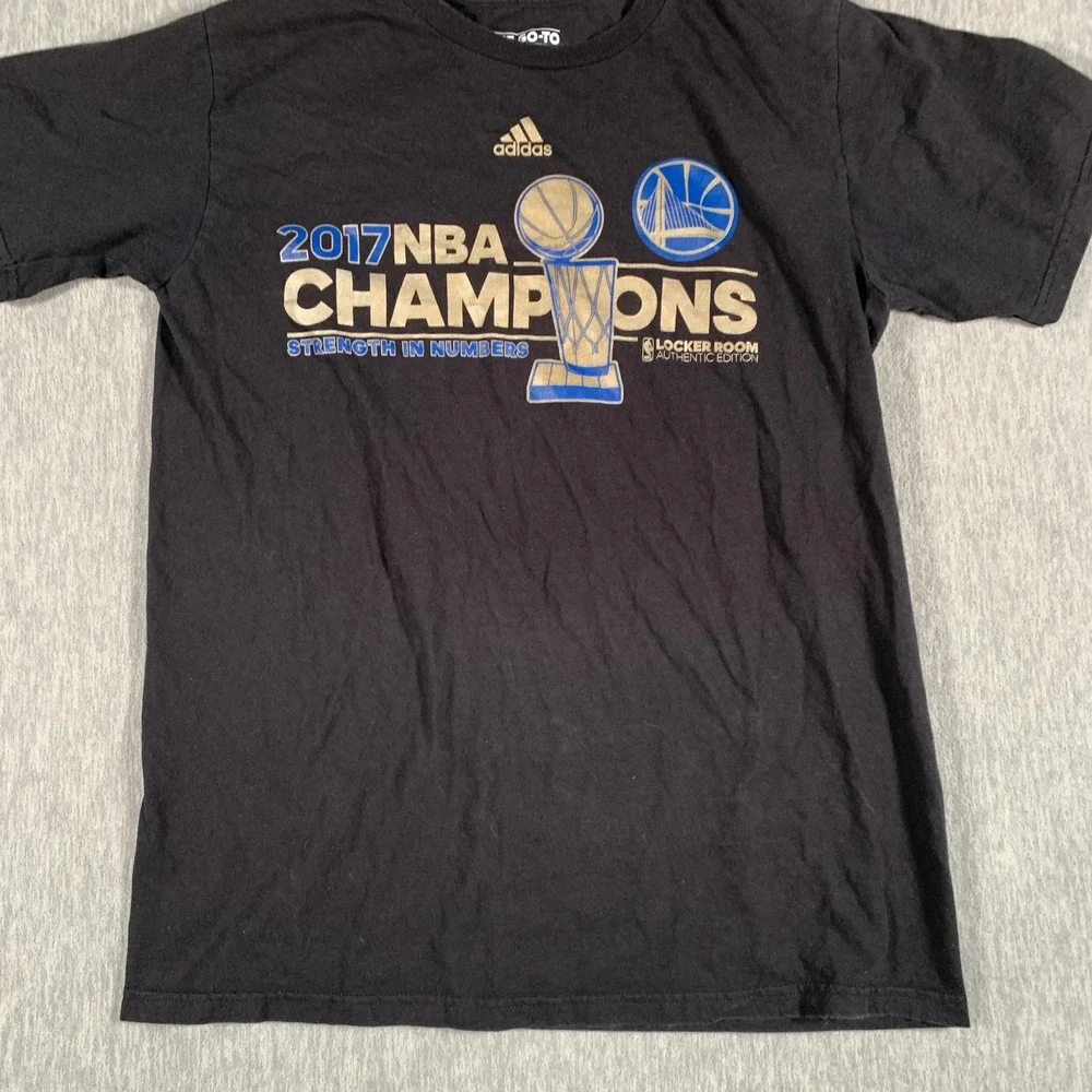 Golden‎ State Warriors Shirt Mens Medium Black NBA Basketball Adidas 2017 Champs